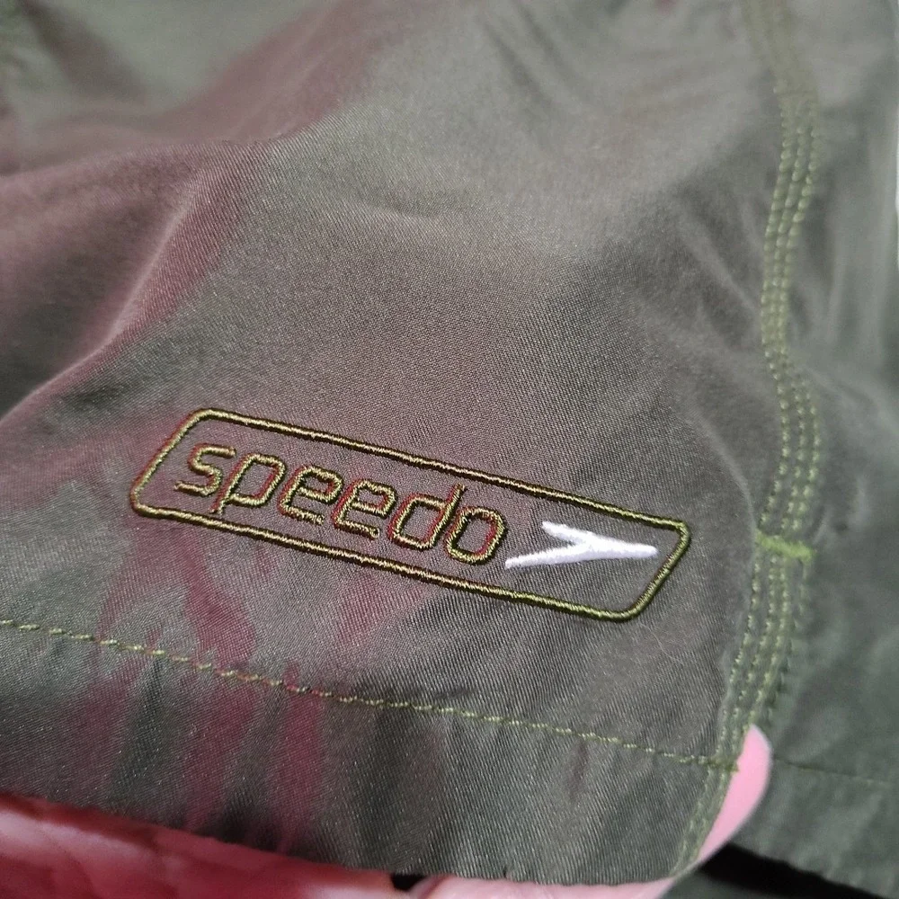 Speedo Swim Trunks Men 38/7 Green‎ Lined Beach Surf Activity Pockets Volleyball